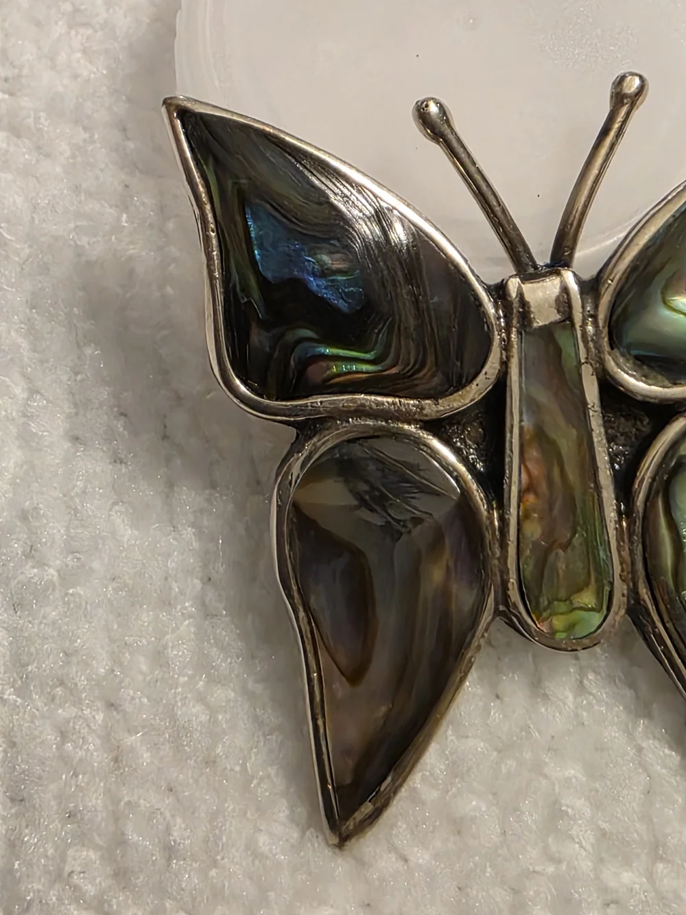 Vintage Mexican Sterling Silver Abalone Butterfly Brooch 2